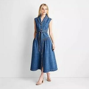 Future Collective with Jenee Naylor Sleeveless Denim Button-Front Midi Dress
